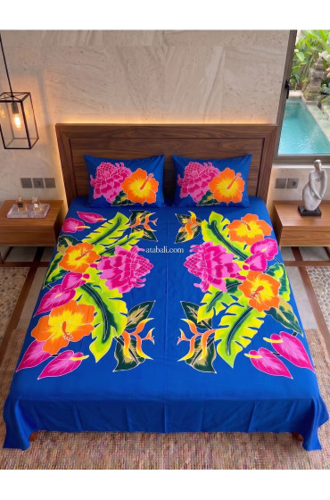 Hand Painted Rayon Bedsheet Set King Size